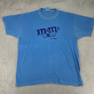 Vintage‎ M&M's World Mens T-Shirt Large Blue Las Vegas Preowned Pigment Dyed